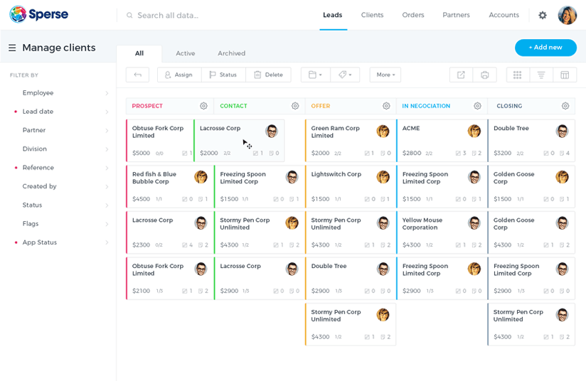 Sperse CRM Manage Clients Sperse CRM Manage Clients
